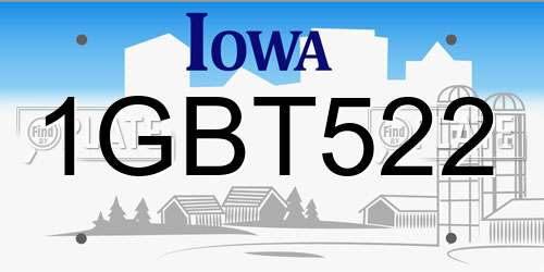 1GBT522 Iowa License Plate