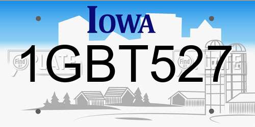 1GBT527 Iowa License Plate
