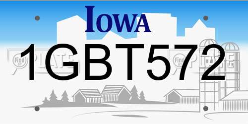 1GBT572 Iowa License Plate