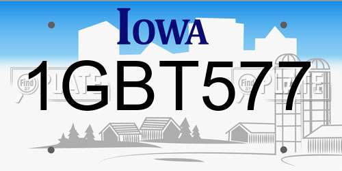1GBT577 Iowa License Plate