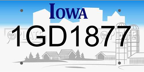 1GD1877 Iowa License Plate