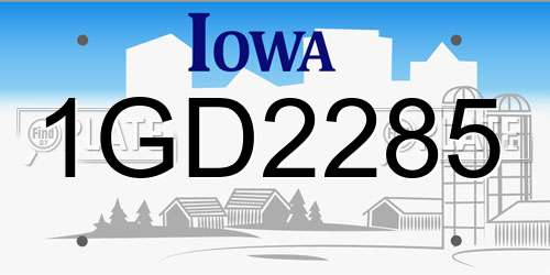 1GD2285 Iowa License Plate