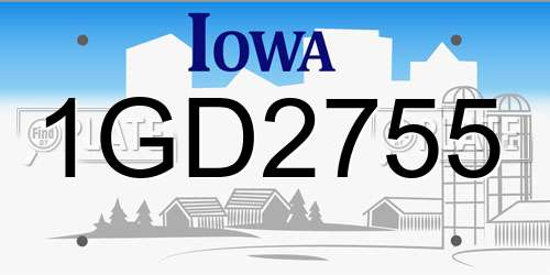1GD2755 Iowa License Plate
