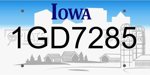 1GD7285 Iowa License Plate