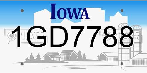 1GD7788 Iowa License Plate