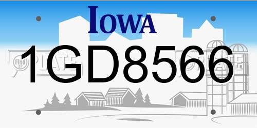 1GD8566 Iowa License Plate