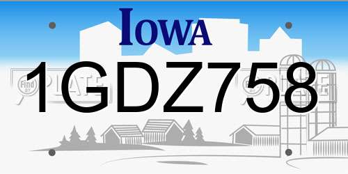 1GDZ758 Iowa License Plate