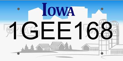 1GEE168 Iowa License Plate