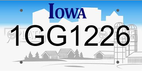 1GG1226 Iowa License Plate