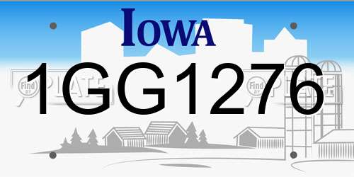 1GG1276 Iowa License Plate