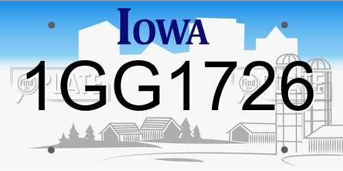 1GG1726 Iowa License Plate