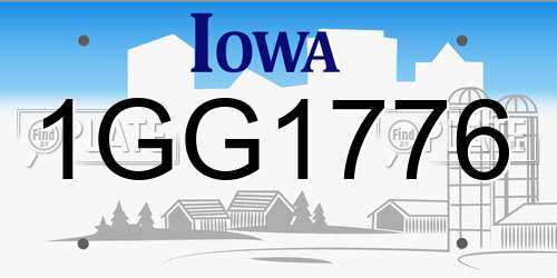 1GG1776 Iowa License Plate