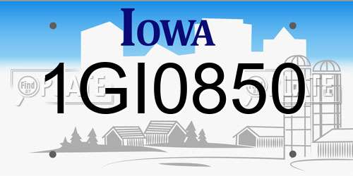 1GI0850 Iowa License Plate