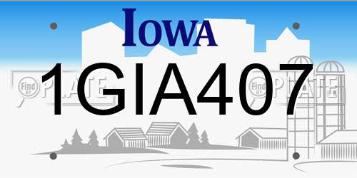 1GIA407 Iowa License Plate