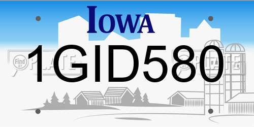 1GID580 Iowa License Plate