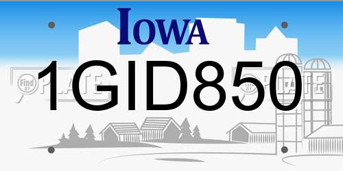 1GID850 Iowa License Plate