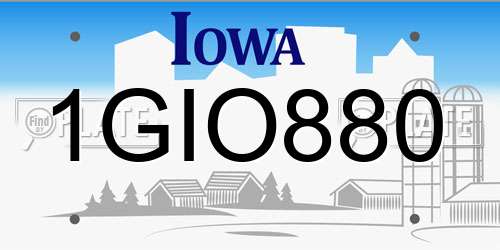 1GIO880 Iowa License Plate