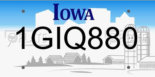 1GIQ880 Iowa License Plate