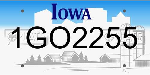 1GO2255 Iowa License Plate