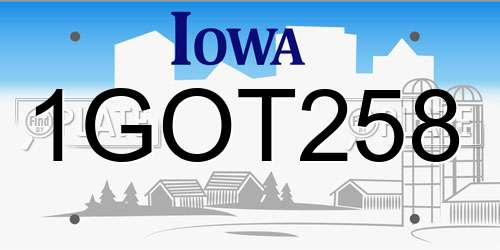 1GOT258 Iowa License Plate