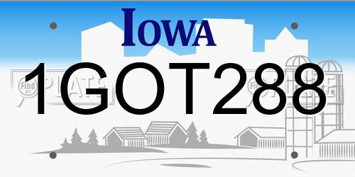 1GOT288 Iowa License Plate