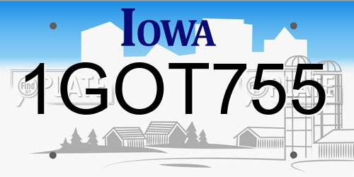1GOT755 Iowa License Plate