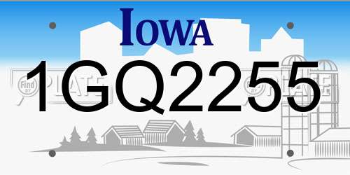 1GQ2255 Iowa License Plate