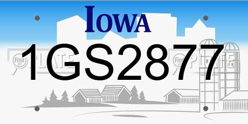1GS2877 Iowa License Plate