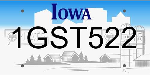 1GST522 Iowa License Plate