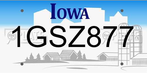 1GSZ877 Iowa License Plate
