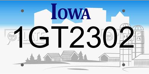 1GT2302 Iowa License Plate