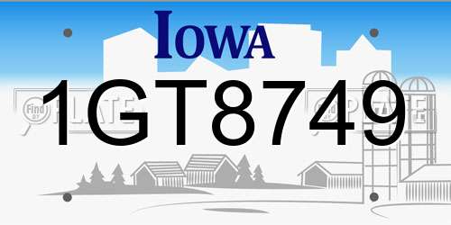 1GT8749 Iowa License Plate