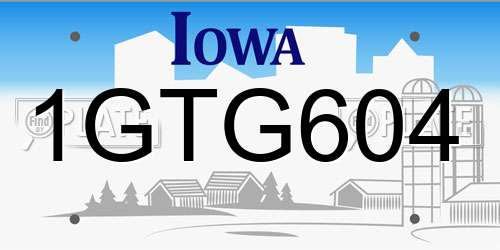 1GTG604 Iowa License Plate