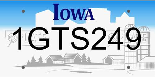 1GTS249 Iowa License Plate
