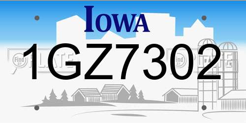 1GZ7302 Iowa License Plate