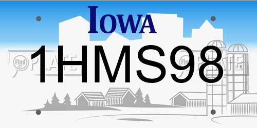 1HMS98 Iowa License Plate