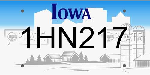 1HN217 Iowa License Plate