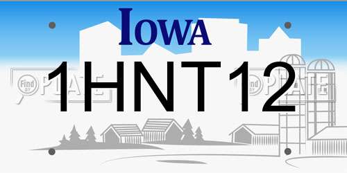 1HNT12 Iowa License Plate