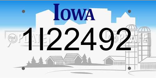 1I22492 Iowa License Plate