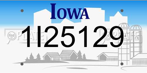 1I25129 Iowa License Plate