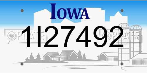 1I27492 Iowa License Plate