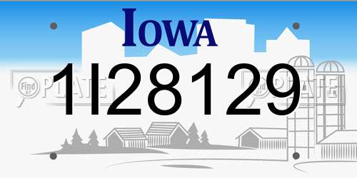 1I28129 Iowa License Plate