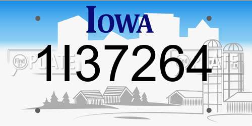 1I37264 Iowa License Plate