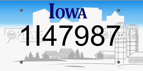 1I47987 Iowa License Plate
