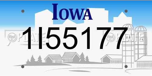 1I55177 Iowa License Plate