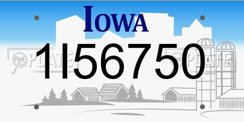 1I56750 Iowa License Plate