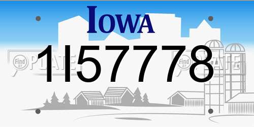 1I57778 Iowa License Plate