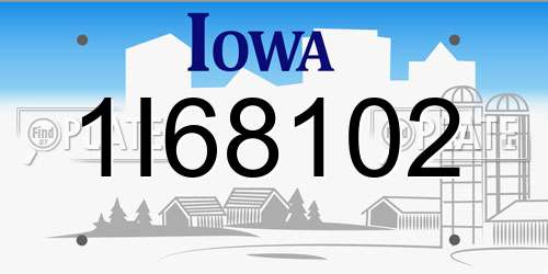 1I68102 Iowa License Plate