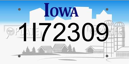 1I72309 Iowa License Plate