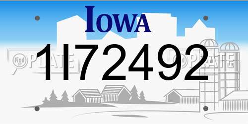 1I72492 Iowa License Plate